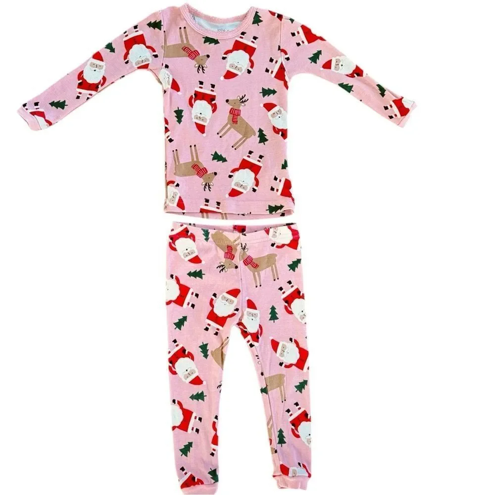 Just One You by Carter’s Girls Kids Pink Christmas Santa Pajama Set. 18 Months.